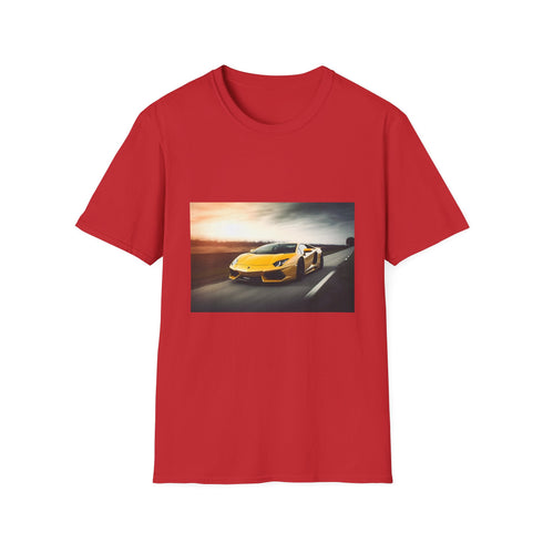 Charcoal cotton crew neck t-shirt featuring vibrant Lamborghini race design