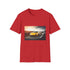 Charcoal cotton crew neck t-shirt featuring vibrant Lamborghini race design
