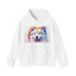 Fluffy navy Samoyed cloud hoodie for men and women.