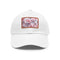 Cherry blossom print white baseball hat for casual style or outdoor adventures.