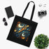 Fractal Dimensions Black Cotton Tote Bag with mesmerizing fractal pattern.