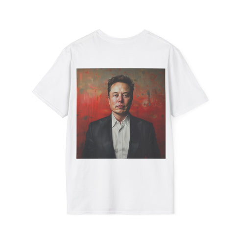 Charcoal crew neck cotton tee showcasing Elon Musk innovation icon