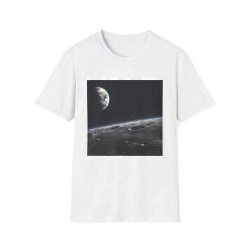Charcoal cotton T-shirt with watercolor Earth from space design