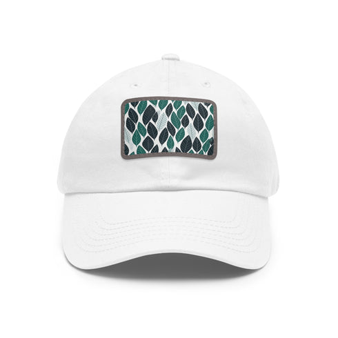 Green leaf pattern baseball cap with dirty ferret texture design.