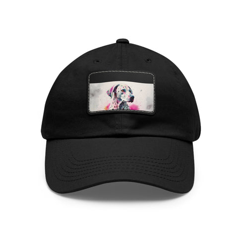 Dalmatian patterned white baseball hat for dog lovers.