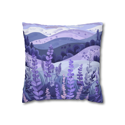 Lavender Fields Pillow Case - Tranquil floral design for peaceful sleep, soft lavender florets