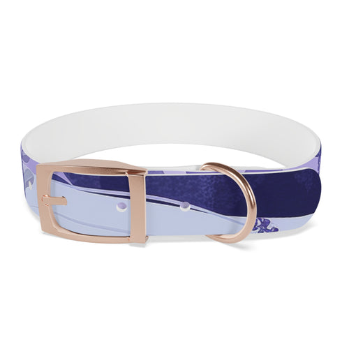 Stylish Lavender Fields Dog Collar for Medium Dogs in Black Onyx
