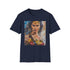Charcoal crew neck Wonder Woman cotton T-shirt with vibrant superheroine portrait