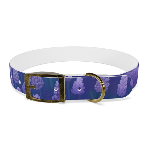 Stylish black onyx lavender fields dog collar with seamless design.