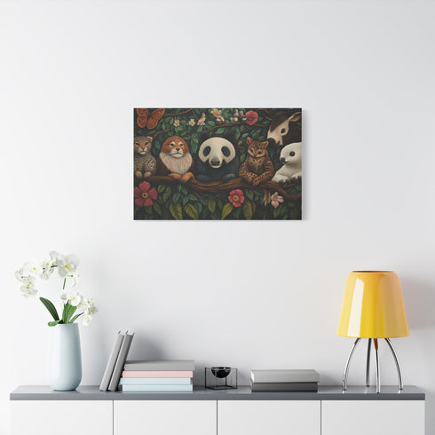 A Diverse Group of Animals Living in Harmony Stretched Canvas Wall Art