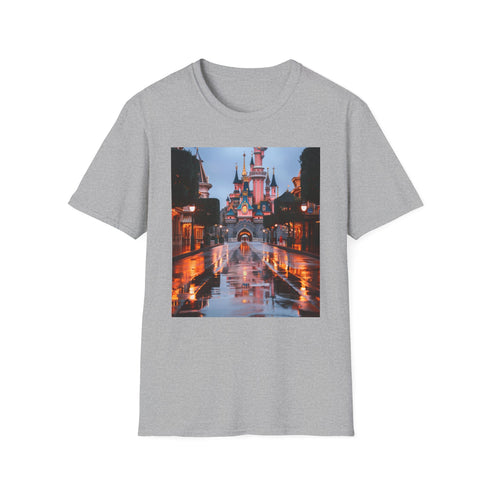 Charcoal cotton crew neck T-shirt with enchanting Disney Castle design