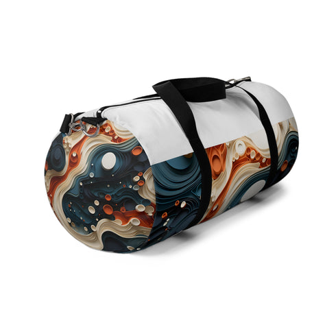Abstract ameba textured circle duffel, perfect for stylish travel adventures.