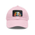 Neon watercolor Jeff Bezos cap with light brown patch.