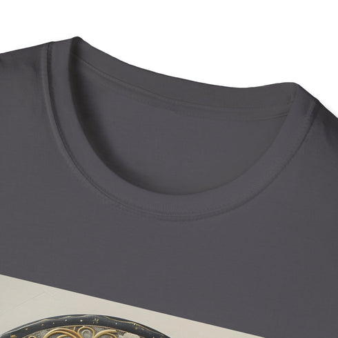 Charcoal mandala sun moon t-shirt with cozy crew neck cotton design