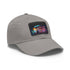 Neon watercolor splash baseball cap with light brown patch.