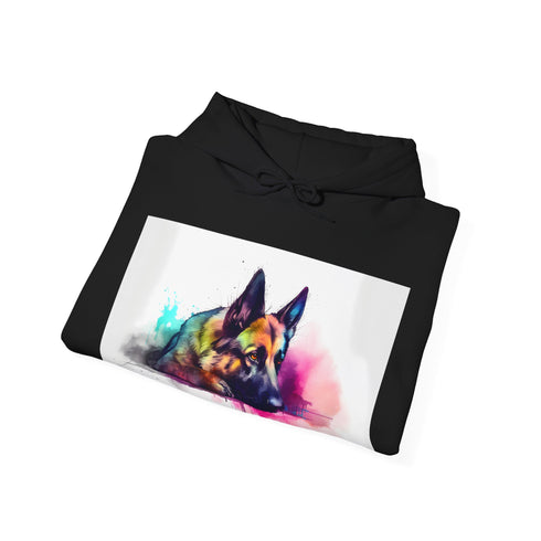 Standing Guard GSD Watercolor Navy Hoodie, Regular Fit Men Women's Sweatshirt