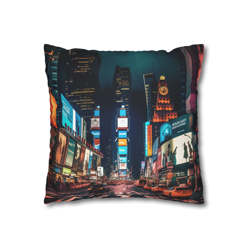 Times Square Night Double-Sided Square Cushion Cover