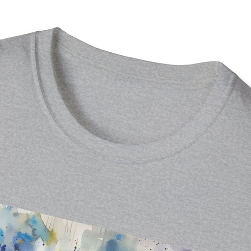 Charcoal cotton crew neck t-shirt with watercolor Big Ben design