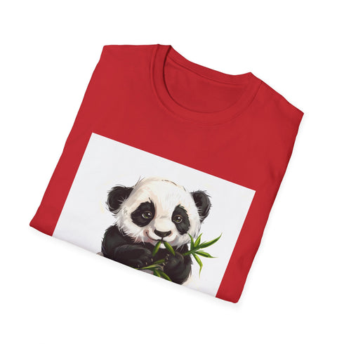 Charcoal bamboo panda graphic T-shirt with soft cotton crew neck design