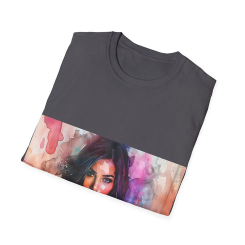 Charcoal watercolor Kim Kardashian tee for summer fashion enthusiasts on TikTok.