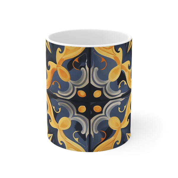 Artisan Tiles Coffee Mug: Stylish 11oz Ceramic Sublimation Coffee Mug