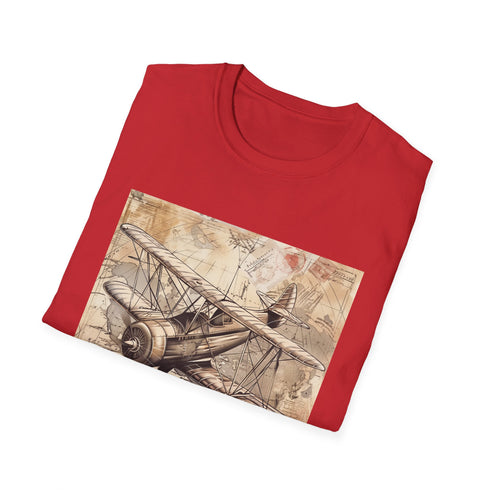 Charcoal vintage airplane t-shirt with soft cotton crew neck design