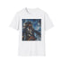 Pirates Compass Jack Sparrow Portrait Charcoal T-Shirt Soft Brushstrokes Vibrant Palette