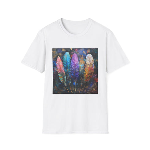 Charcoal bohemian feather graphic t-shirt with soft breathable cotton fabric