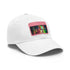 Neon watercolor splatter baseball cap with light brown rectangle patch.
