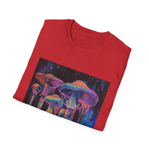 Charcoal cotton T-shirt with psychedelic mushroom pattern in regular fit