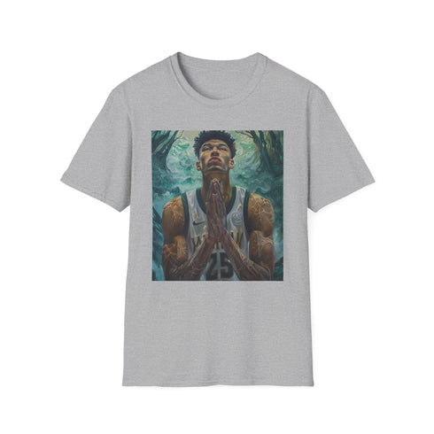 Charcoal cotton crew neck Giannis MVP T-shirt, summer style essential.