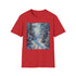 Charcoal cotton t-shirt with winter wonderland painting and crew neck design