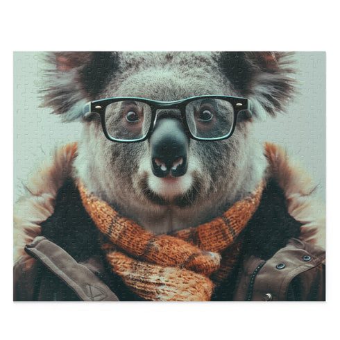 Quirky hipster koala jigsaw puzzle with trendy glasses.