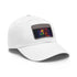 George Michael neon dreams watercolor cap, white with light brown patch.