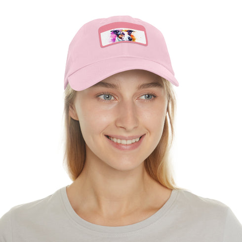 Adorable Jack Russell snapback cap with light brown patch and rectangle design.