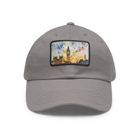 London Skyline Watercolor Baseball Cap White Cotton Unisex Rectangular Hat