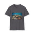 Vibrant cotton ocean-themed t-shirt in charcoal, size S.