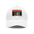 Neon watercolor Paul McCartney baseball cap, white with light brown patch.