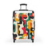 Abstract Adventure Suitcase Set in Small Black, Bold Bright Colors Statement Piece