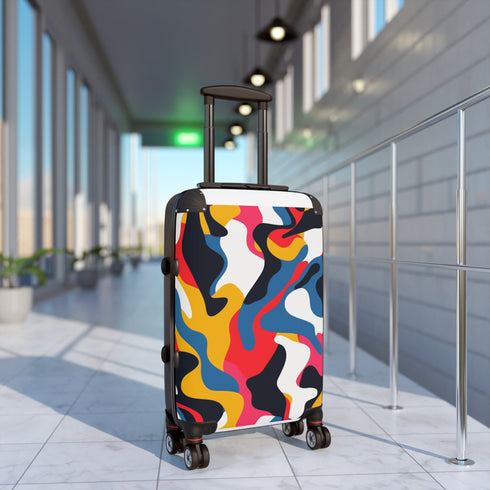 Bright Abstract Pattern Small Black Suitcase Set for Travel Accessories.