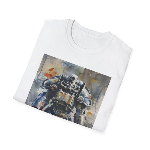 Charcoal cotton t-shirt with watercolor Fallout Power Armor design regular fit