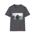 Charcoal cotton T-shirt with serene sea emerald design crew neck summer fit