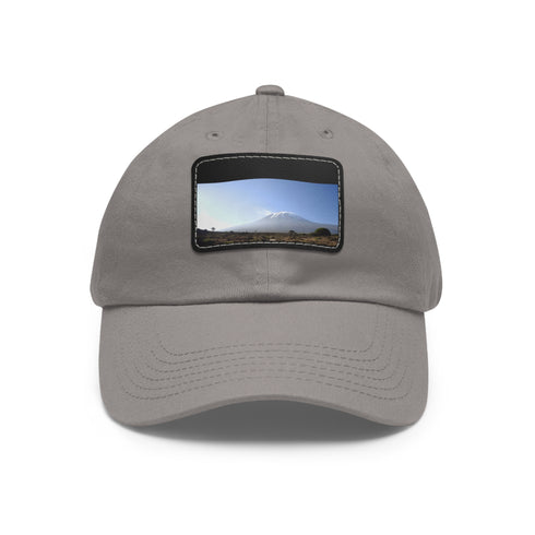 White Cotton Kilimanjaro Cap with Light Brown Patch & Rectangle Shape.