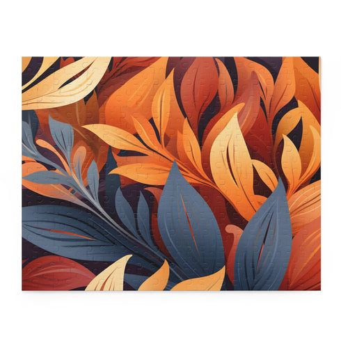 Colorful autumn foliage jigsaw puzzle with wild flowers in captivating pattern.