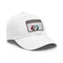 Dalmatian graphic baseball cap in white with light brown patch.