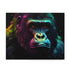 Vibrant neon watercolor gorilla jigsaw puzzle for nature lovers.