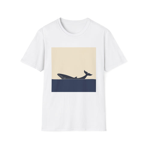 Charcoal crew neck T-shirt with minimalist whale design for summer