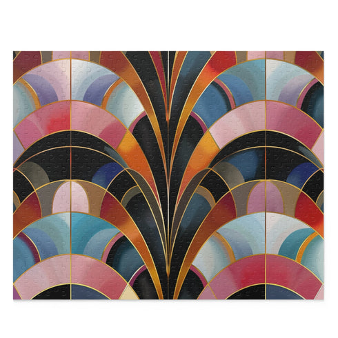 Colorful Abstract Deco Pattern Puzzle - Vibrant 10"x8" 120-pc challenge.