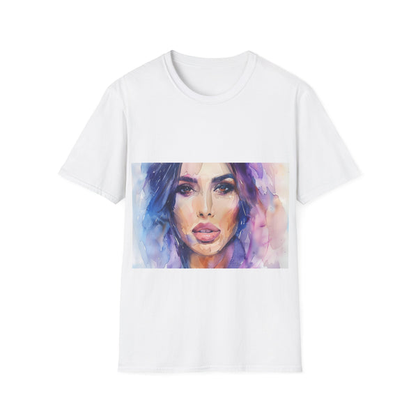 Watercolor charcoal cotton tee with crew neck and unique design
