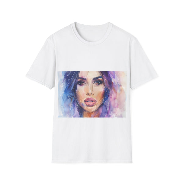 Charcoal Kim K watercolor tee with regular fit depicting unique fashion design